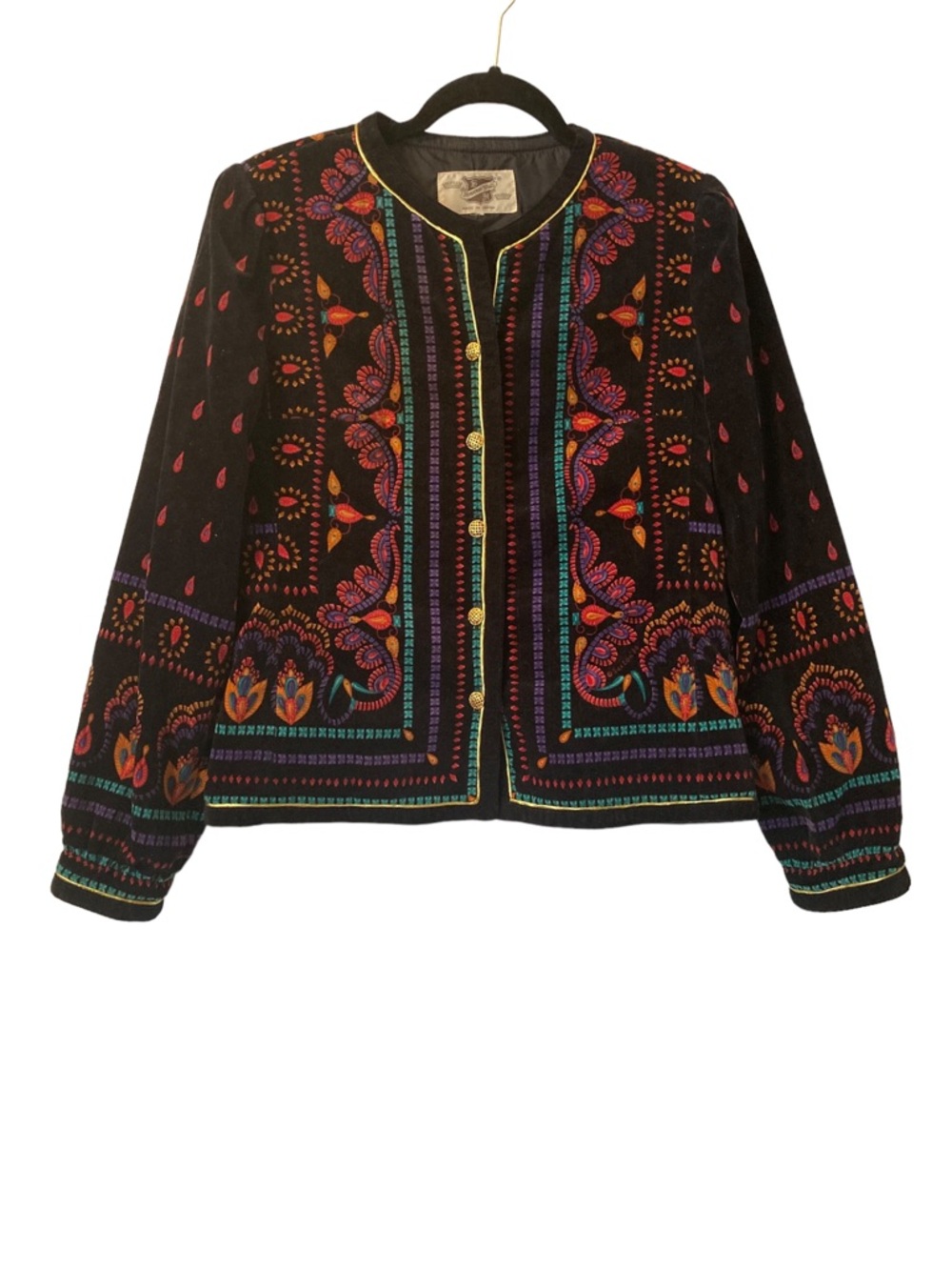 Vintage 1980’s Saxton Hall Embroidered Velvet Jacket with Multicolor Accents - Picture 15 of 16